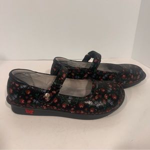 Alegria Belle Womens Size EU 40US 10 Black Floral Mary Jane Shoes Bel-764